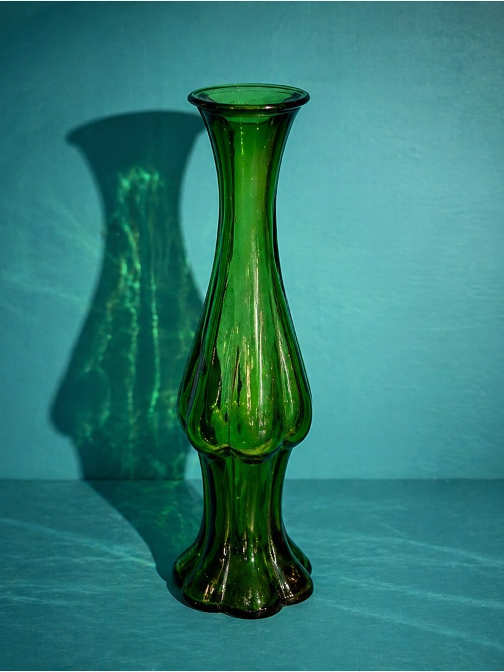Vintage Green Glass Decorative Vase - Classic Home Accent